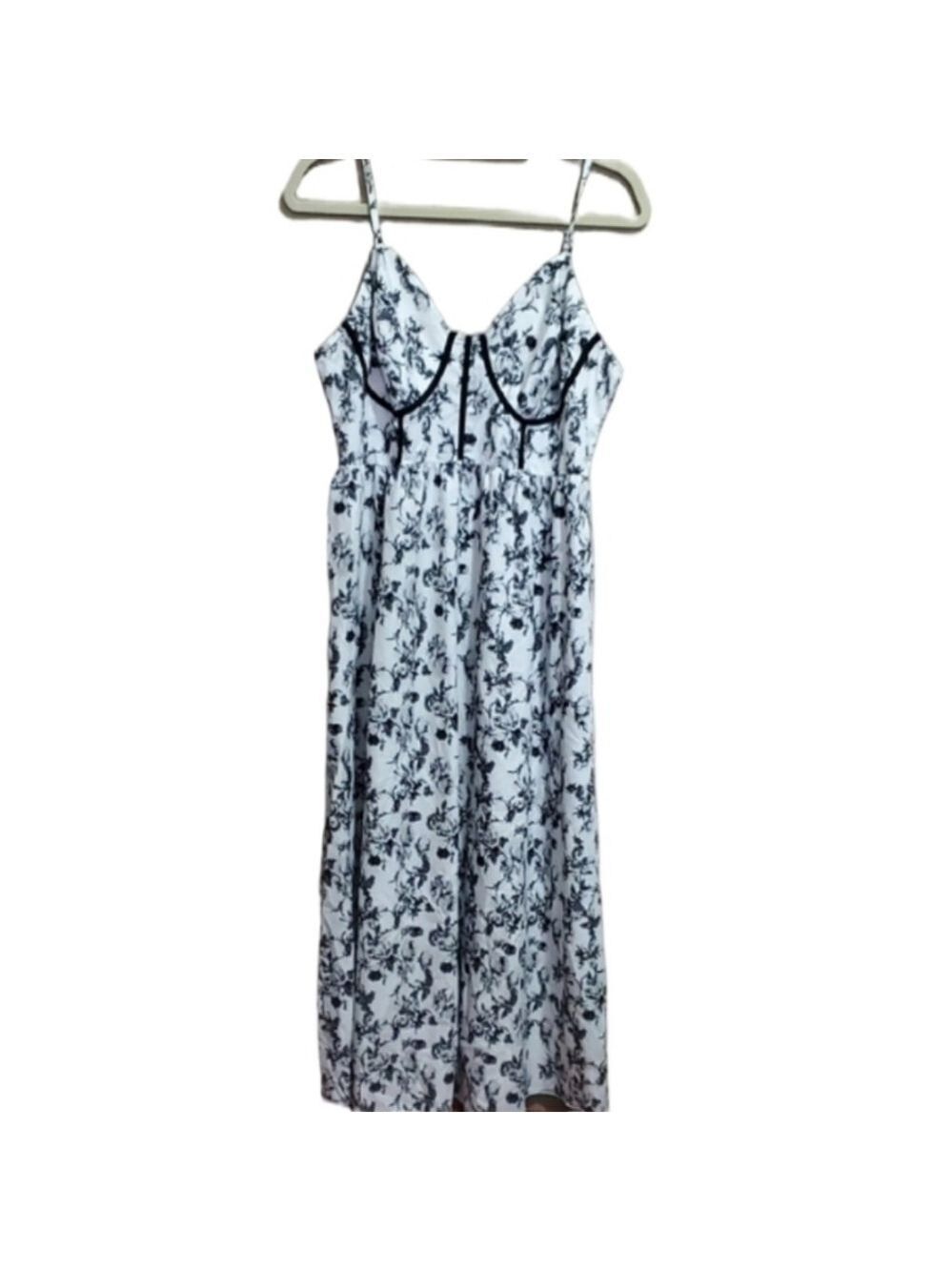 Shein Curve Floral Black and White Spaghetti Strap Dress Size OXL